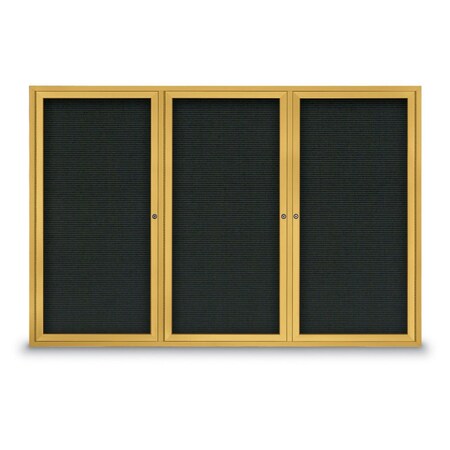 United Visual Products 30"x36" 1-Door Enclosed Outdoor Letterboard, Black Felt/Gold Alum UV1166DSD3036-GOLD-BLACK